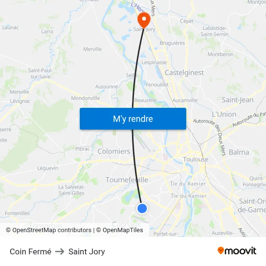 Coin Fermé to Saint Jory map
