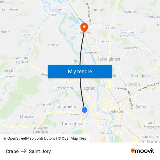 Crabe to Saint Jory map