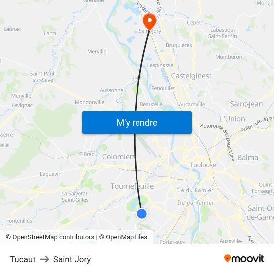 Tucaut to Saint Jory map