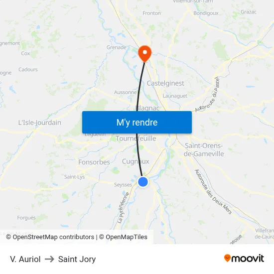 V. Auriol to Saint Jory map