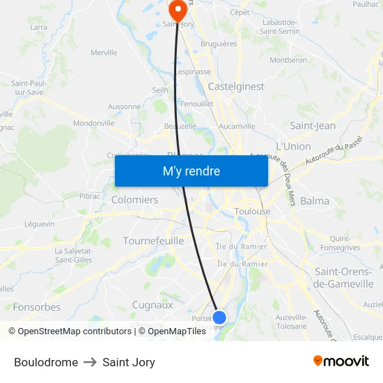 Boulodrome to Saint Jory map