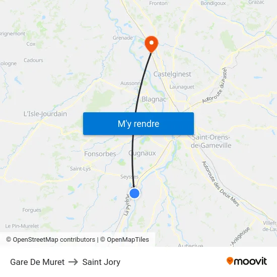 Gare De Muret to Saint Jory map