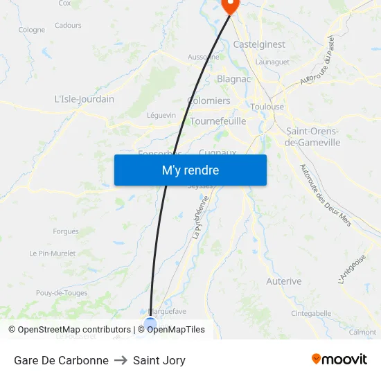 Gare De Carbonne to Saint Jory map