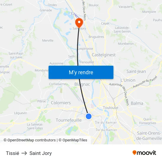 Tissié to Saint Jory map