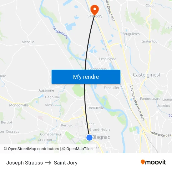 Joseph Strauss to Saint Jory map