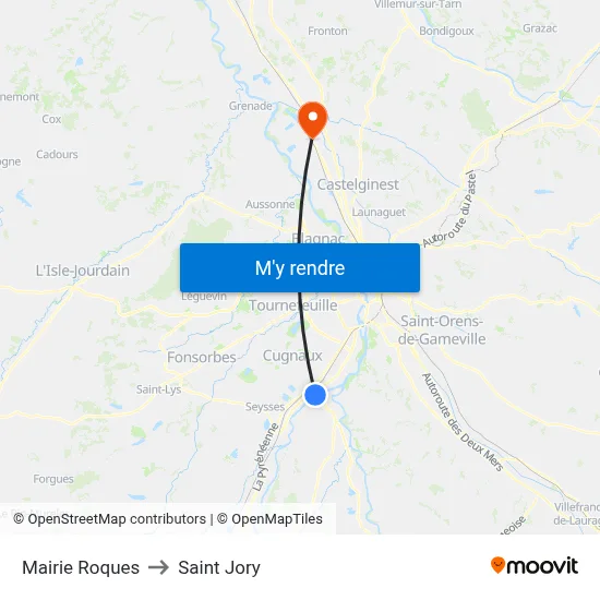 Mairie Roques to Saint Jory map