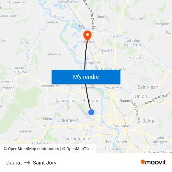 Daurat to Saint Jory map