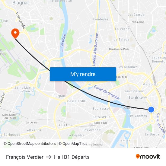 François Verdier to Hall B1 Départs map