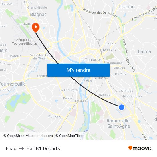 Enac to Hall B1 Départs map