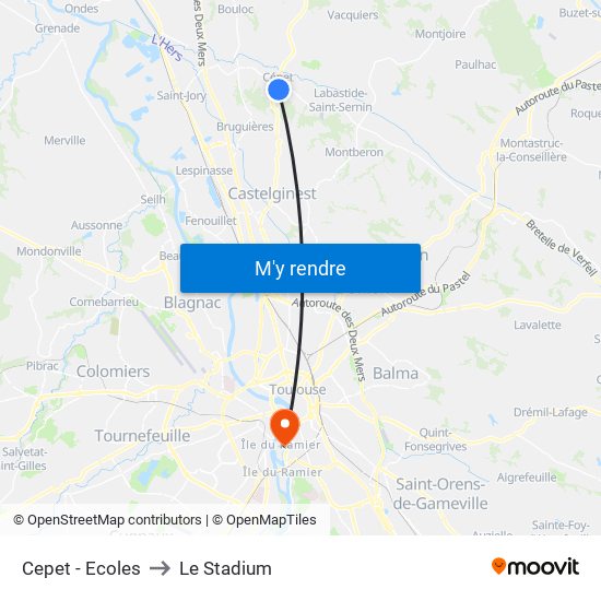 Cepet - Ecoles to Le Stadium map