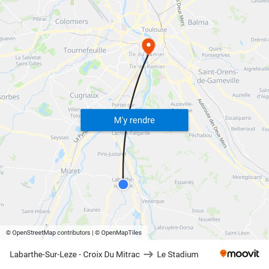 Labarthe-Sur-Leze - Croix Du Mitrac to Le Stadium map