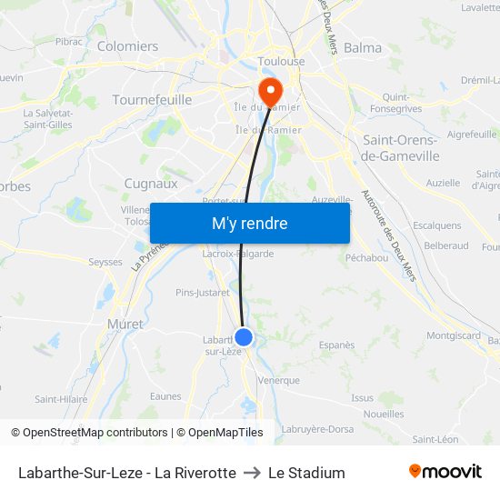 Labarthe-Sur-Leze - La Riverotte to Le Stadium map