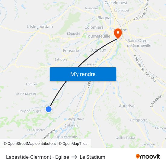 Labastide-Clermont - Eglise to Le Stadium map