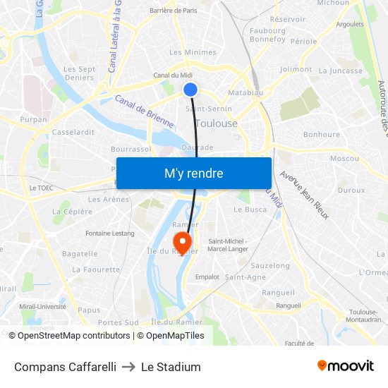 Compans Caffarelli to Le Stadium map