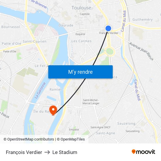 François Verdier to Le Stadium map