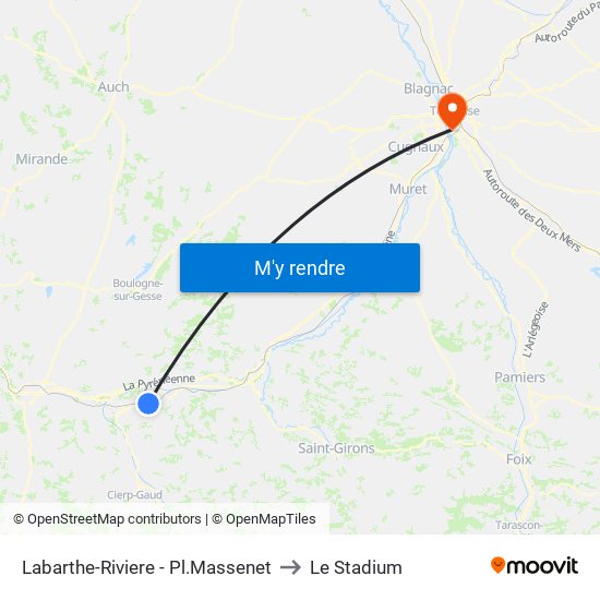 Labarthe-Riviere - Pl.Massenet to Le Stadium map