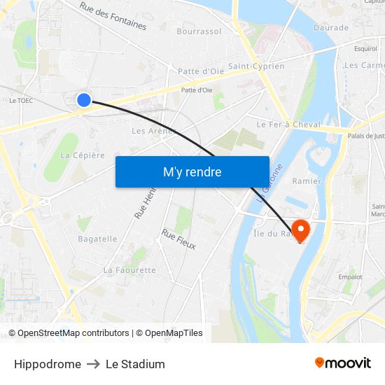 Hippodrome to Le Stadium map