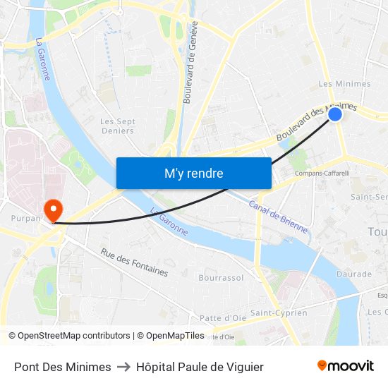 Pont Des Minimes to Hôpital Paule de Viguier map