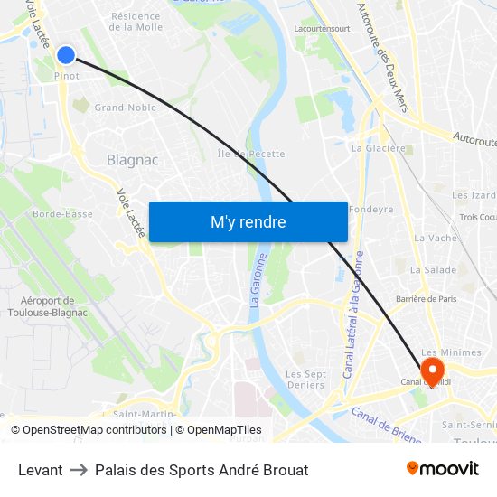 Levant to Palais des Sports André Brouat map