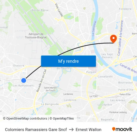 Colomiers Ramassiers Gare Sncf to Ernest Wallon map
