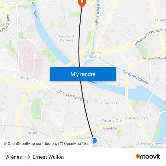 Arènes to Ernest Wallon map