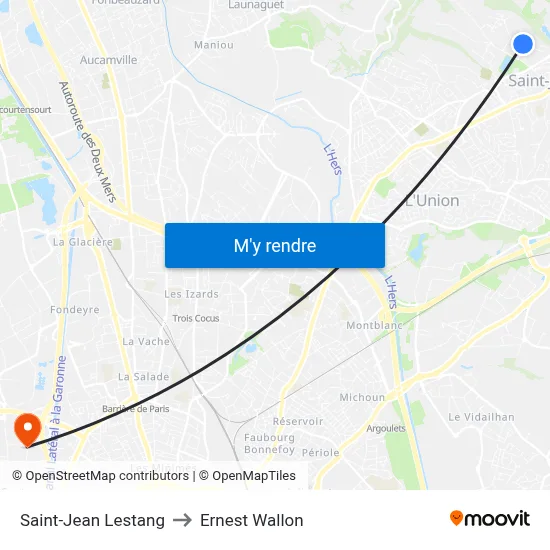 Saint-Jean Lestang to Ernest Wallon map