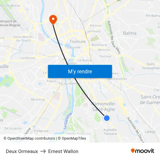 Deux Ormeaux to Ernest Wallon map