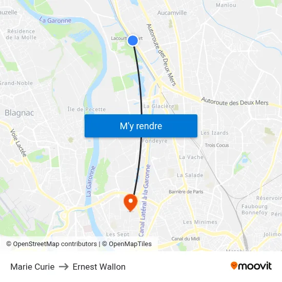 Marie Curie to Ernest Wallon map