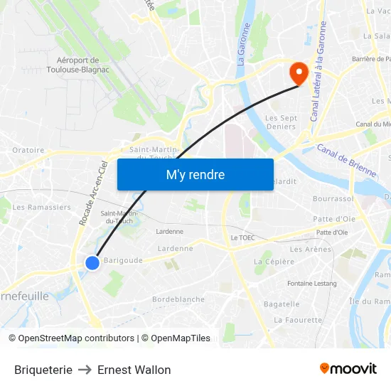 Briqueterie to Ernest Wallon map