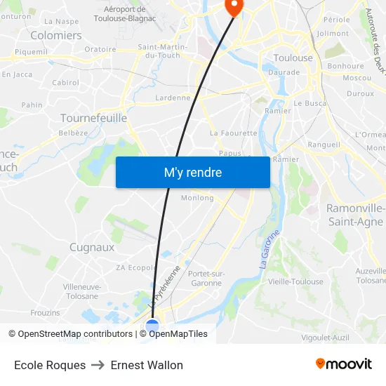 Ecole Roques to Ernest Wallon map