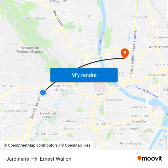Jardinerie to Ernest Wallon map