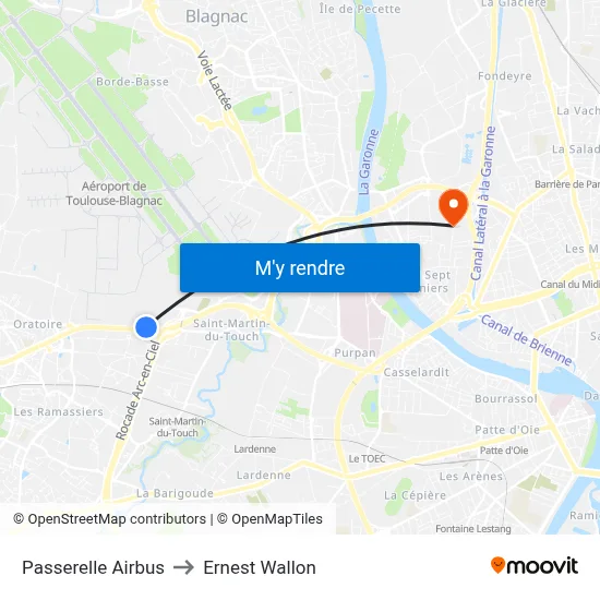 Passerelle Airbus to Ernest Wallon map