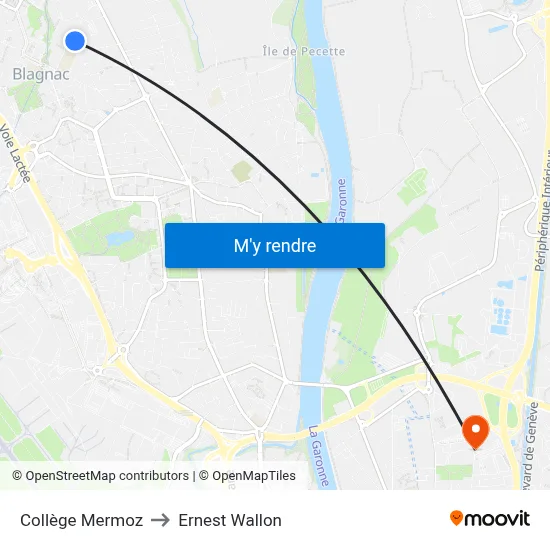 Collège Mermoz to Ernest Wallon map