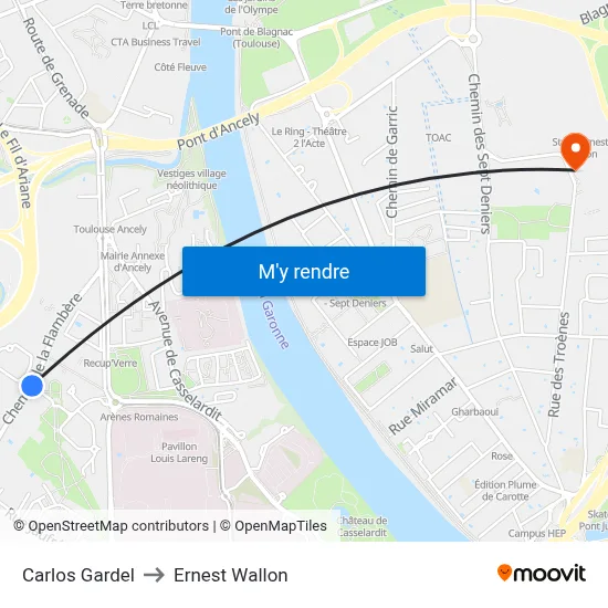 Carlos Gardel to Ernest Wallon map
