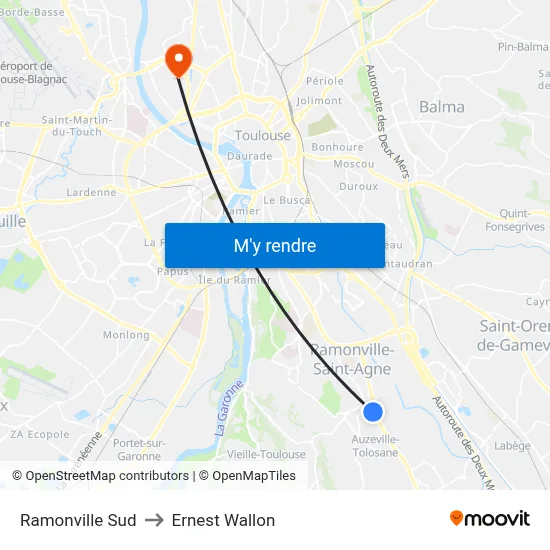 Ramonville Sud to Ernest Wallon map