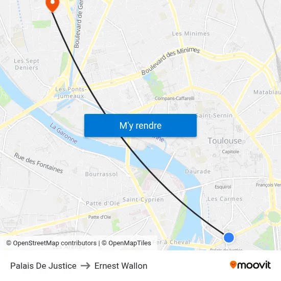 Palais De Justice to Ernest Wallon map