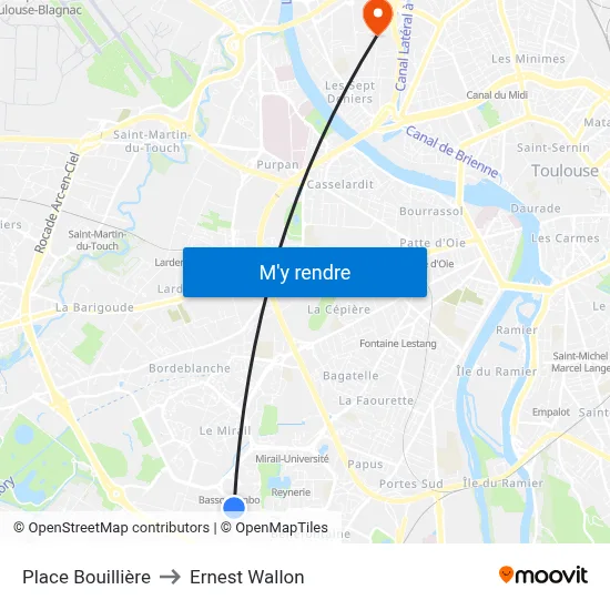 Place Bouillière to Ernest Wallon map