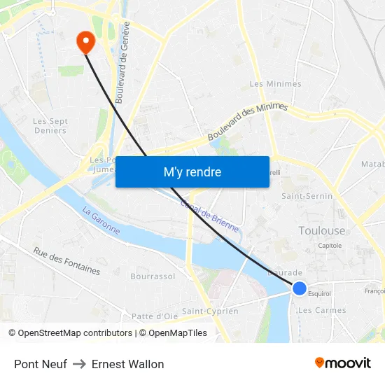 Pont Neuf to Ernest Wallon map