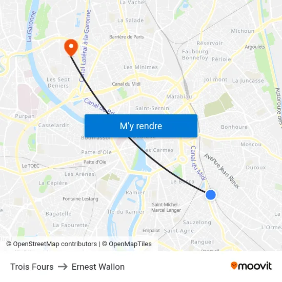 Trois Fours to Ernest Wallon map