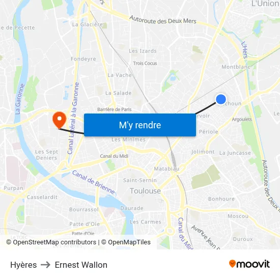 Hyères to Ernest Wallon map