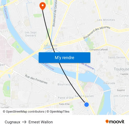 Cugnaux to Ernest Wallon map