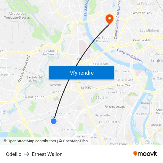 Odeillo to Ernest Wallon map