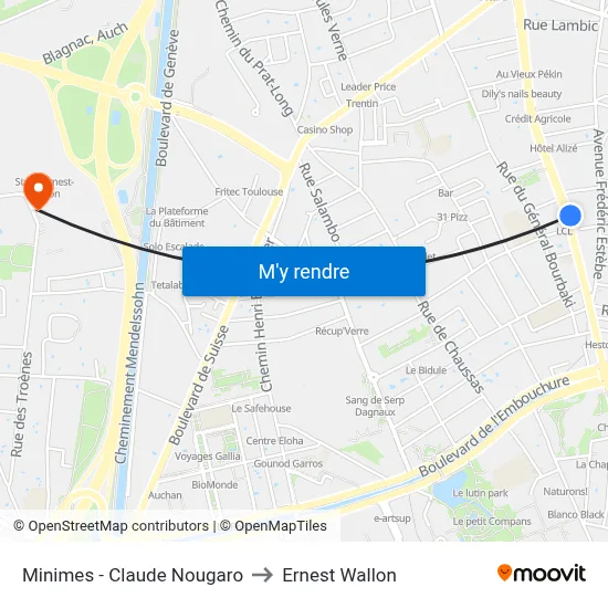 Minimes - Claude Nougaro to Ernest Wallon map