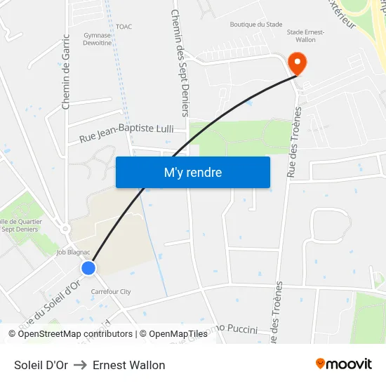 Soleil D'Or to Ernest Wallon map