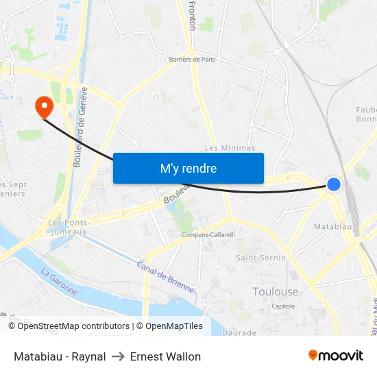Matabiau - Raynal to Ernest Wallon map