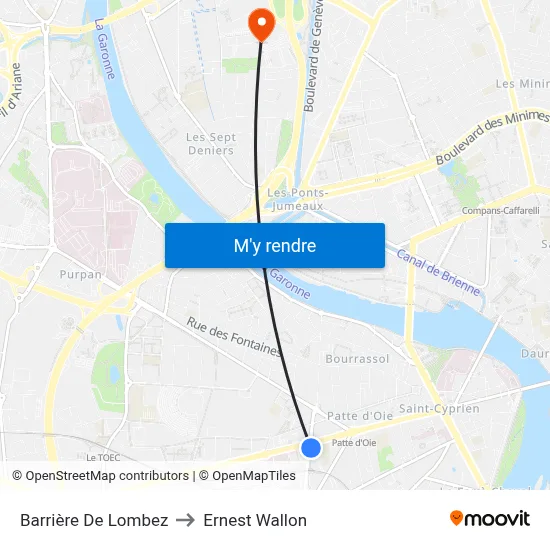 Barrière De Lombez to Ernest Wallon map