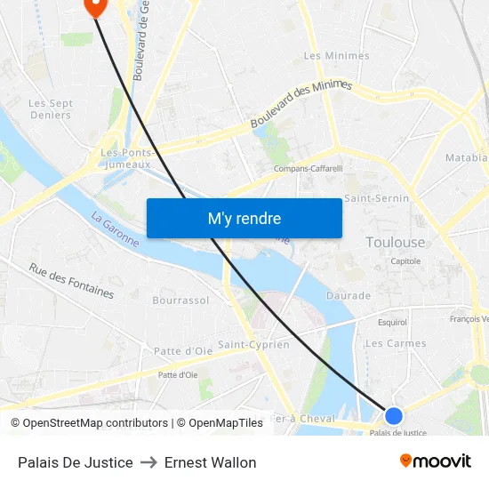 Palais De Justice to Ernest Wallon map