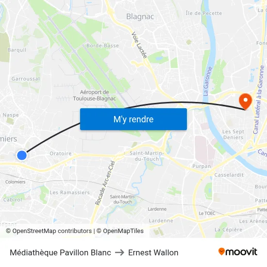 Médiathèque Pavillon Blanc to Ernest Wallon map