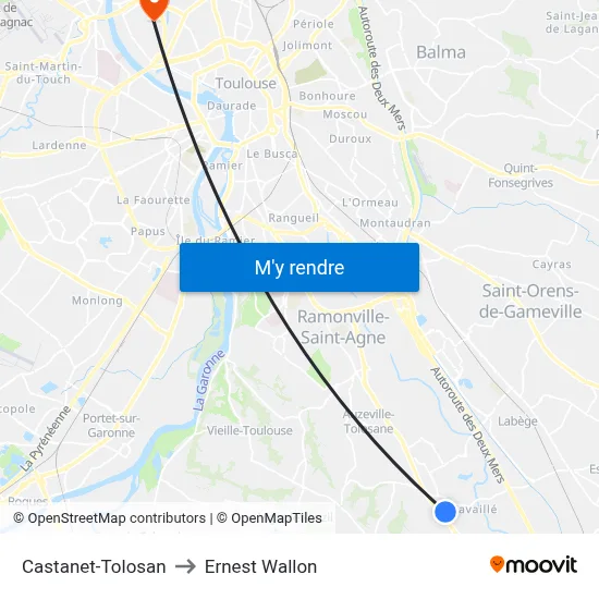 Castanet-Tolosan to Ernest Wallon map