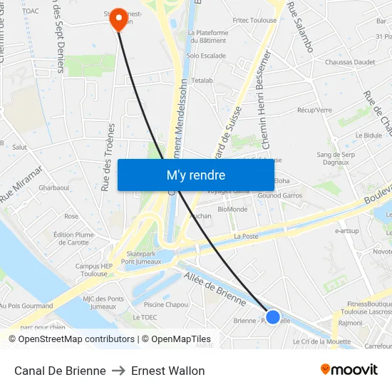 Canal De Brienne to Ernest Wallon map